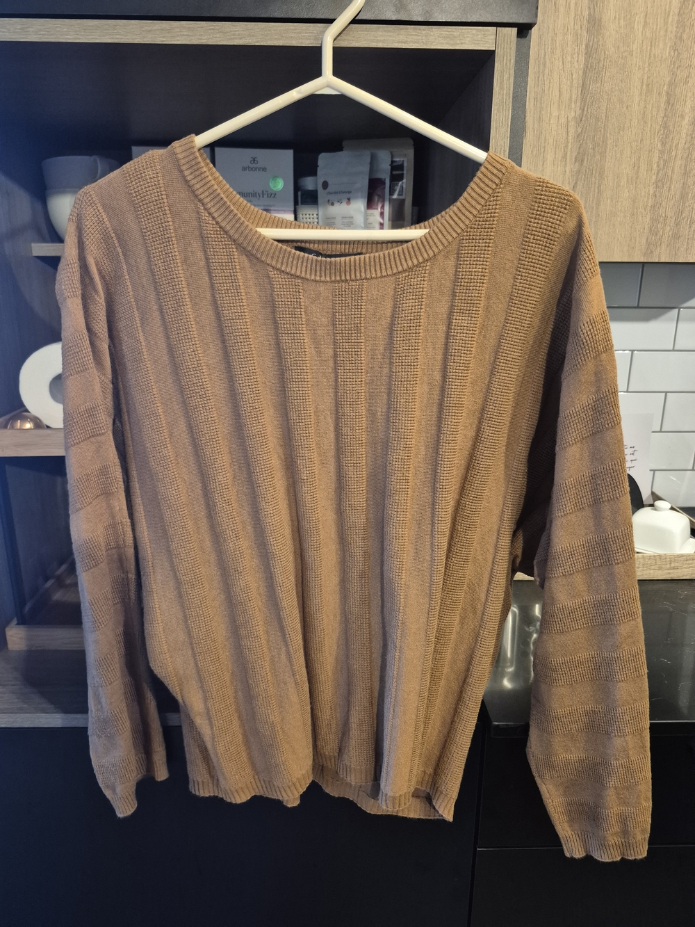 Cyrus Ribbed Scoop Neck Sweater - Camel Brown